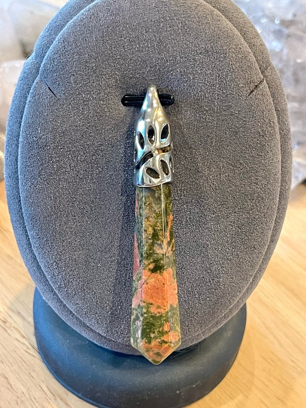 🌑Copper Genuine Unakite Crystal Drop Pendant🌑 - Picture 2 of 3